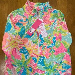 Lilly Pulitzer Girls Little Skipper Popover quarter zip pullover with pockets